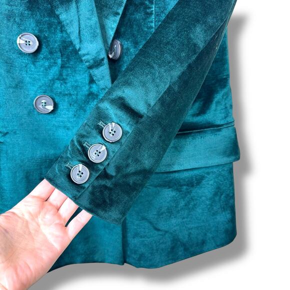 Free People NWT Jade Green Velvet Ashby Double Breasted Oversized Blazer Small - Picture 6 of 10
